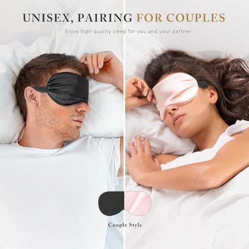 Sleep Mask Silk Eye Mask for Sleeping, Super Soft Blackout Eye Mask for Women Men, Side Sleeper Covers for Sleeping with Adjustable Straps, Travel Sleep Mask, 3 Pack（Black-green-navy）8.86*4.92 inches - Image 6