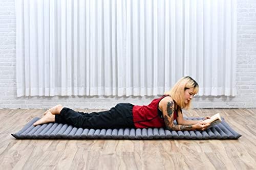 Leewadee - Foldable Floor Mattress - Japanese Roll Up Futon -Trifold Tatami Mat- Guest Floor Bed - Camping Mattress - Thai Massage Mat, Kapok Filled, 75 x 28 inches, Anthracite - Image 2