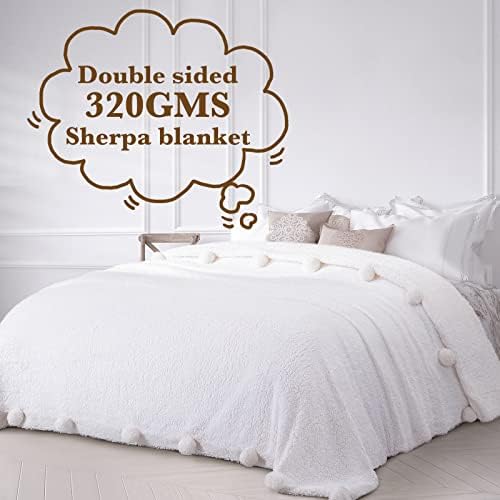 LBRO2M Sherpa Fleece Bed Blanket Super Soft Plush Warm Throw Queen 90"X90" - Image 2