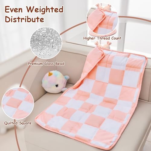 yescool Pink Checkered Weighted Lap Pad 2 Pounds Cooling Weighted Lap Blanket, Plaid Small Weighted Blanket, Weighted Throw Blankets Gifts for Travel Indoor Outdoor, 20"x30" - Image 6