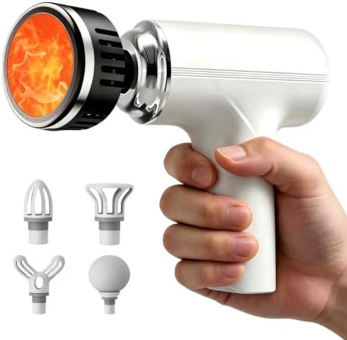Massage Gun with Heat, Powerful Warming Massage, Home & Travel,White by JOYSUWERUN