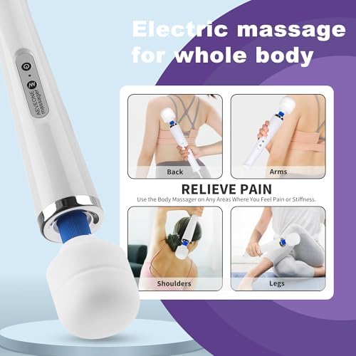 AEVEONE Wired Powerful Handheld Wand Massager, Strong Personal Vibration Massage for Sports Recovery, Back Muscle Aches, Whole Body Pain (White) - Image 4
