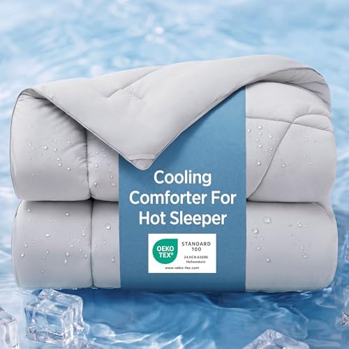 Bedsure Cooling Comforter King Size - Cooling Blankets for Hot Sleepers, Lightweight Comforter for Summer with Dual-Sided Cool Tech, Soft Breathable Cold Blanket for Sleeping, Grey, 102x90 Inches by Unknown