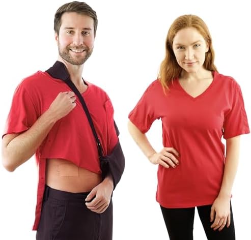 Inspired Comforts Unisex Post Surgery & Rehab V Neck Dual Access Snap Shirt by InspiredComforts