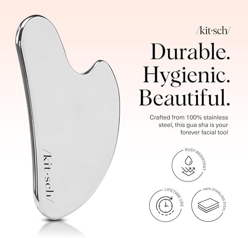 Kitsch Stainless Steel Guasha Tool for Face - Silver - Image 2