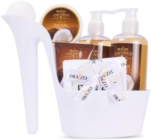 Draizee Heel Shoe Spa Gift Basket for Women, 8 Pc Coconut Scented by Draizee