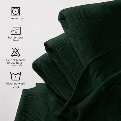 Utopia Bedding 100% Cotton Thermal Blanket Forest Green Twin, 90x72 Inches - Image 4