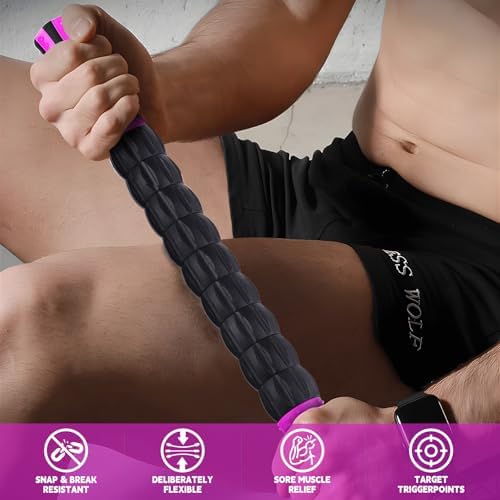 Muscle Roller Stick for Athletes, Massage Roller Stick, Lymphatic Drainage and Liposuction Massage Roller, Relieves Muscle Soreness, Trigger Points, for Physical Therapy and Recovery (Purple & Black) - Image 2