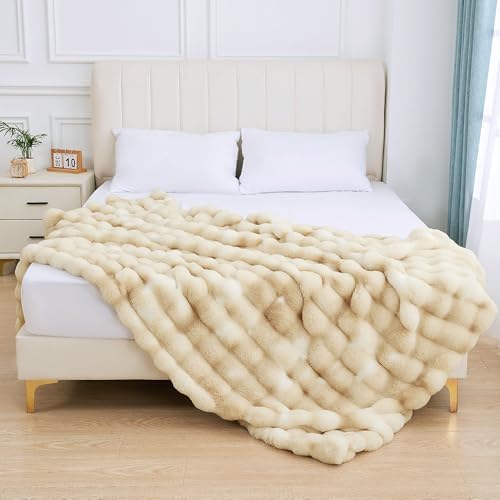ORINOVA Light Tie-dye Yellow Thick Throw Blanket for Couch Living Room 50x60 Fluffy Bed Furry Comforter Soft Blanket Best Housewarming Home Gifts 860 GSM - Image 7