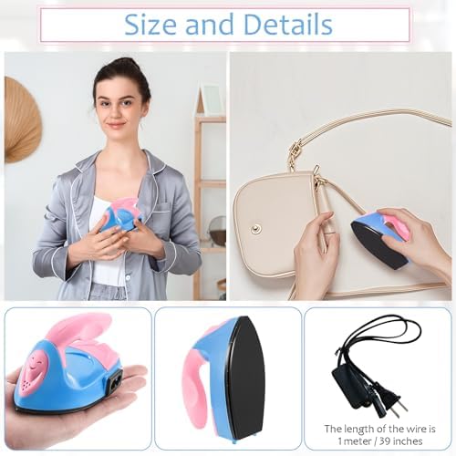 Honoson Mini Craft Iron with Charging Base Tiny,Dark Pink,Sky Blue - Image 4