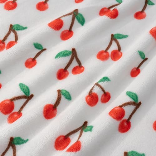 Berkshire Blanket-Classic Heavyweight Warm Soft Printed VelvetLoft® Plush Blanket, King Size Soft Fuzzy Blanket for Couch Sofa Bed, Cherries Toss White, 90in x 108in - Image 7