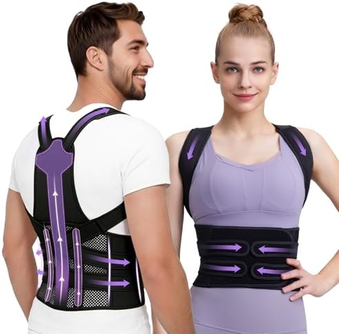 Posture Corrector for Women and Men, Adjustable Back Support Brace for Office, Home, Daily Wear, Breathable Shoulder Straightener for Upper Lower Back Pain Relief, Under Clothes Hunchback Correction by KUHJB