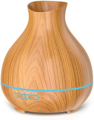 Aromatherapy Essential Oil Diffuser 550ml 12 Hours Wood Grain Aroma Diffuser with Timer Cool Mist Humidifier for Large Room, Home, Baby Bedroom, Waterless Auto Shut-off,7 Colors Lights Changing by BZseed+Diffuser