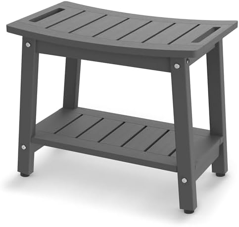 Waterproof HDPE Shower Bench for Inside Shower, Shower Stool, Grey by BEKVEMLIVING