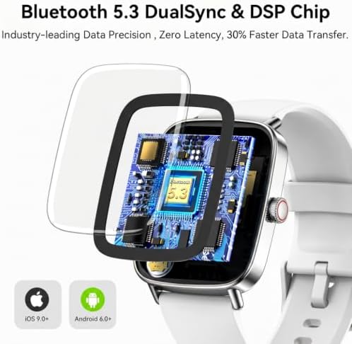 Smart Watch for Women Men, 1.85" HD AMOLED Fitness Tracker (Answer/Call) with 24/7 Heart Rate/Sleep/SpO2 Monitor for iPhone & Android, 120+ Sports Modes Smartwatch with IP68 Waterproof, 2 Bands - Image 2