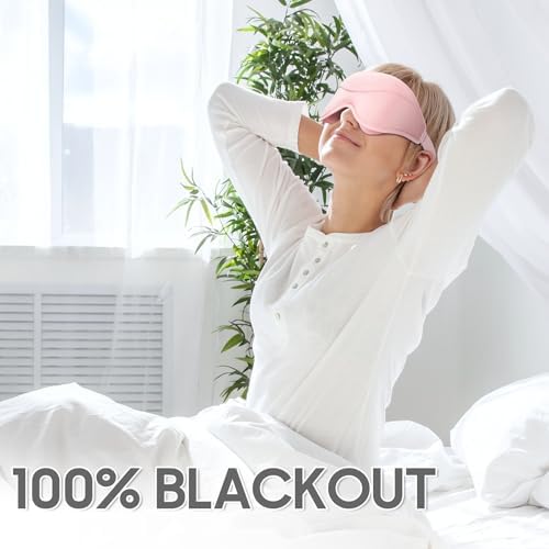 Sleep Mask - Total Blackout 3D Sleeping Mask, Super Lightweight & Silky Soft Eye Mask for Sleeping, Fully Adjustable Fit for Home, Office, Traveling, Meditation, Yoga, Pink - Image 2