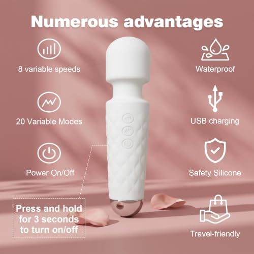 Upgraded Mini Portable Handheld Massager - Multiple speeds and Modes, White - Image 2