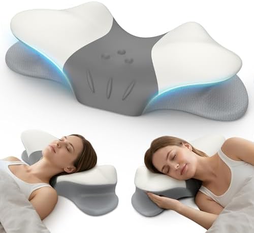 Cervical Neck Pillow for Pain Relief, Ergonomic Side Sleeper Pillow for Sleeping, Orthopedic Neck Support Contour Memory Foam Pillow for Side Back Stomach Sleepers, Ideal for Office Travel by beslovo