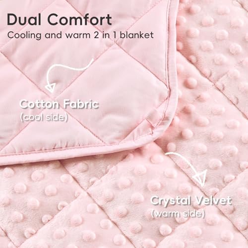 yescool Twin Size Pink Weighted Blanket for Adults 12 Pounds Cooling Weighted Heavy Blanket, Minky Throw Blankets Warm Weighted Comforter, Big Washable Thick Blankets Gift for 100-150lbs, 48 * 72in - Image 6