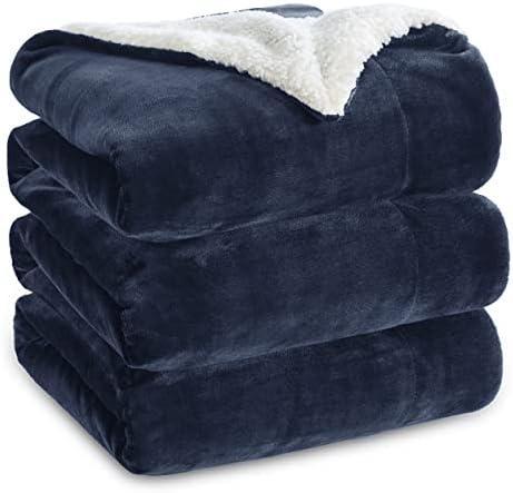 Bedsure GentleSoft Sherpa Fleece Blankets King Size for Bed, Non-Heated, Thick and Warm Throw for Women and Men, Soft Fuzzy Plush King Blanket for Winter, Navy, 108x90 Inches by Unknown