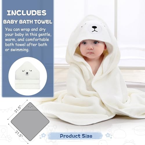MoreFeel Collapsible Baby Bathtub for Newborn with Thermometer & 1 Hooded Towel & 1 Soft Floating Cushion,Portable Travel Bathtub with Drain Hole, Durable Foldable Baby Tubs for Infants to Toddler - Image 3
