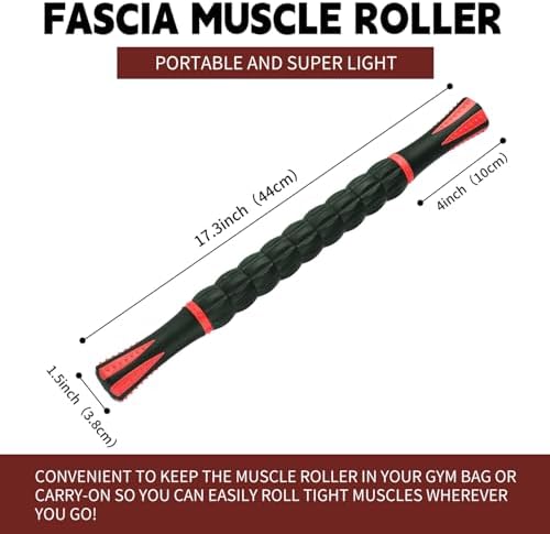 Massage Roller Stick,Muscle Roller Stick for Athletes, Liposuction Massage Roller for Lymphatic Drainage, for Relief Muscle Soreness, Trigger Points, Help Runner Legs, Back Recovery (Red & Black) - Image 6