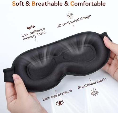 Sleep Mask, EVA BELLE Sleep Masks for Men Women, Zero Eye Pressure 3D Sleeping Mask, 100% Light Blocking Eye Covers with Adjustable Strap for Sleeping Travel Home Nap Rest Memory Foam - Image 2