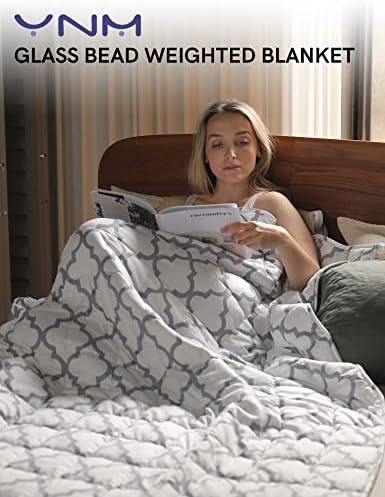 YnM Weighted Blanket,Heavy 100 Percent Oeko-Tex Certified Cotton Material, Bed Blanket for One Person of 190lbs, Ideal for Queen/King Bed (60x80 Inches, 20 Pounds, Lattice Scroll) - Image 2