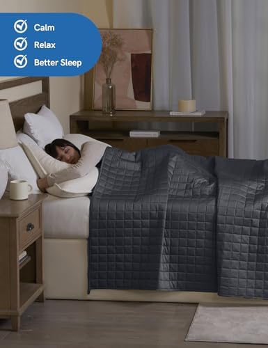 YnM Cooling Weighted Blanket for Adults, Oeko-Tex Certified Material (Dark Grey, 48"x72" 20lbs), Suit for One Person(~190lb) Use on Twin/Full Bed - Image 3