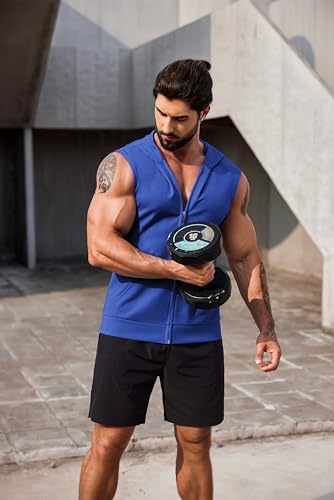 COOFANDY Men's Workout Hooded Tank Tops 2 Pack Zip Up Sleeveless Gym Shirts Muscle Cut Off T Shirt Bodybuilding Hoodies - Image 3