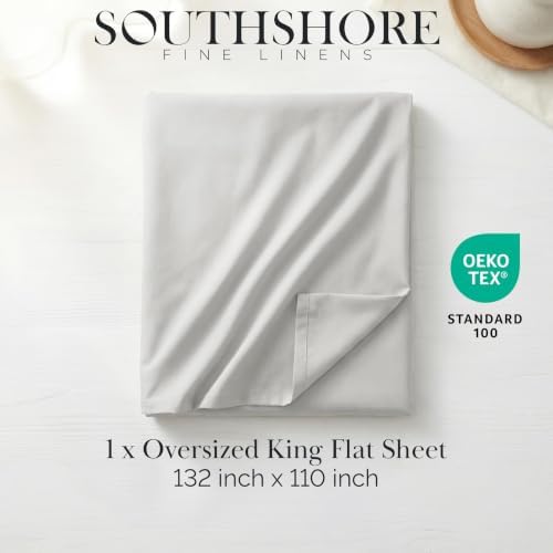 Microfiber King Flat Sheet Only Oversized King Size Top Sheet Light Grey - Image 2