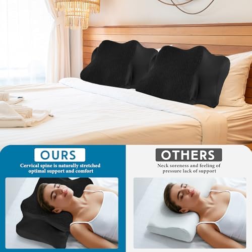 HunnmingRe Pillow Case for Cervical Neck, Black, Queen Size - Image 3