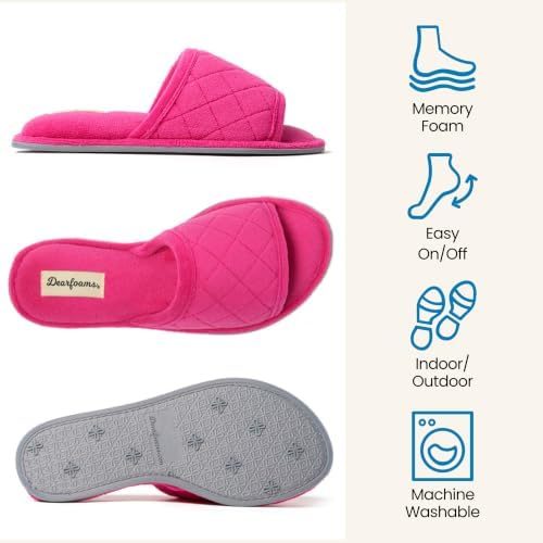 Dearfoams womens Slipper Memory Foam Summer House Shoe Beatrice Terry Slide - Image 2