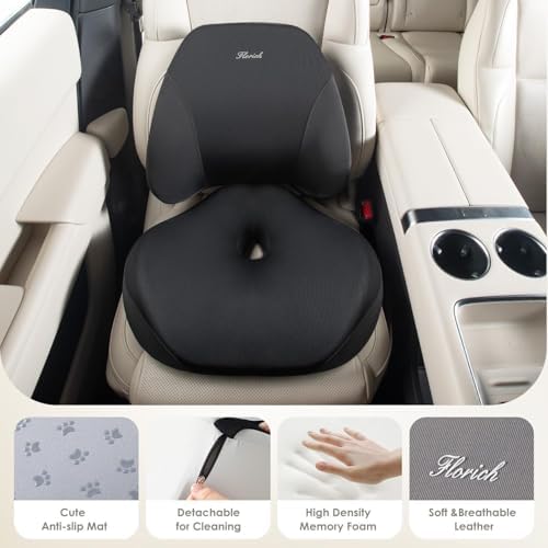 FLORICH Upgraded Ergonomic Memory Foam Car Seat Cushion with Lumbar Support, Non-Slip, Washable Driving Seat Cushion for Back & Sciatica Pain Relief, Large Car Seat Cushion Driver, Office-Black - Image 2