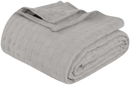 Superior Cotton Blanket Breathable All Season Comfy Bedding, Twin, Silver by SUPERIOR