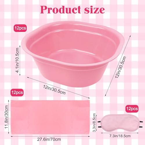 36 Pcs Kids Foot Spa Kit for Girls, Spa Party Supplies for Girls with 12 Pcs Foot Tub & 12 Pcs Pink Hand Towels & 12 Pcs Eye Masks for Girls Sleepover Slumber Party Supplies (Pink) - Image 2