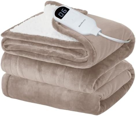 Bedsure Heated Blanket Full Size, Soft Electric Blanket with Preheat, Taupe by BEDSURE