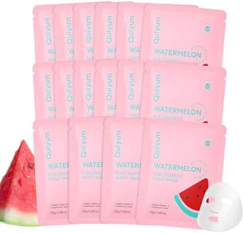 QUIYUM 14 Pack Watermelon Niacinamide Sheet Mask - Hydrating Facial Masks by Quiyum