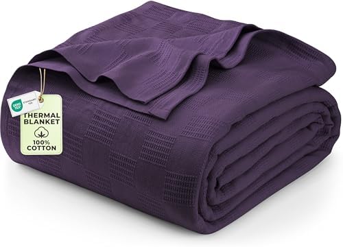 Utopia Bedding 100% Cotton Thermal Blanket Plum King, 90x108 Inches by UTOPIABEDDING