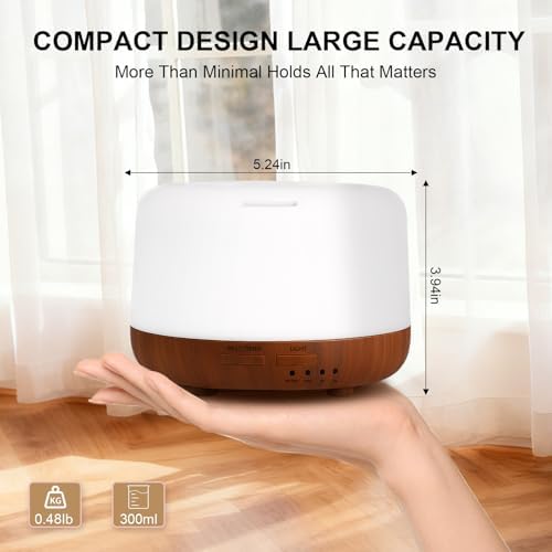 Marchred 300ML Essential Oil Diffuser for Home, Aromatherapy Diffuser with Remote Control, 7-Color LED Light and 4 Timers, Quiet Auto-Off, Easy to Use for Bedroom Office - Image 2