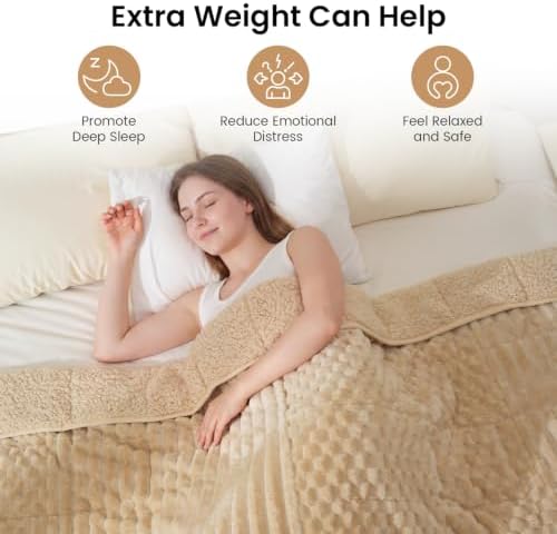 Drewin 20lbs Weighted Blanket Queen Size for Adults,Light Khaki,60" x 80" - Image 2