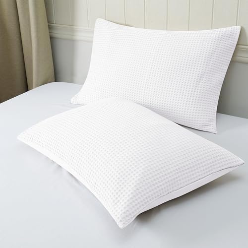 100% Egyptian Cotton Waffle Weave Pillowcases Standard Size 2 Pack - Image 5