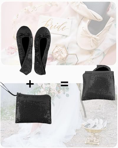 Stylish Foldable Ballet Flats for Women Portable Roll Up Travel Shoes for Wedding Bridesmaid Includes Carrying Pouch - Image 3
