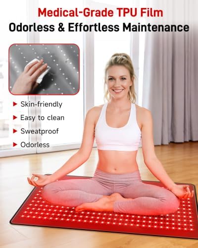 33" x 17" Medical-Grade Red Light Therapy Mat for Body Pain Relief, Black - Image 4