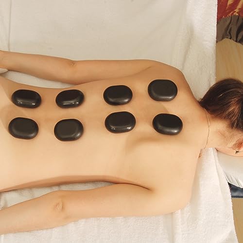 Master Massage Large Flat Ovular Basalt Hot Stone Massage 8piece Pack 3" X 2X 1rock, for Professional, Spa, Massage Therapy, Relaxation,1 Count,Black - Image 3