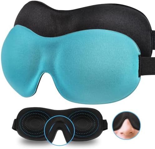 Sleep Mask SleepFun Invisible Alar Deep Orbit 3D Eye Mask Ultra Lightweight & Comfortable Sleeping Mask for Travel, Nap, Shift Works, Black & Blue by AMAZKER