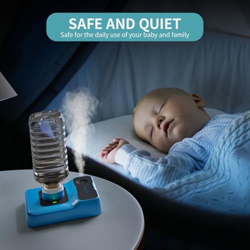 Travel Humidifier, Portable Small Humidifier for Plants, Bedroom, Office, Hotel or Car, Battery Operated Mini Cool Mist Humidifiers, Quiet 23dB, Auto-off, Night Light & BPA-Free, Blue - Image 6