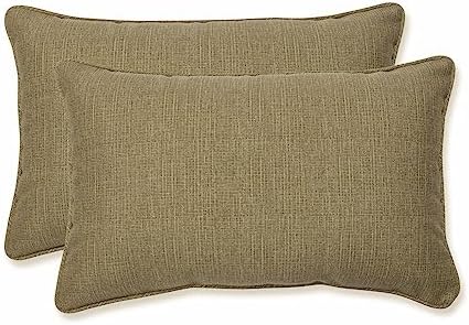 Pillow Perfect Monti Chino Solid Indoor/Outdoor Lumbar Pillow Plush Fill, Weather and Fade Resistant, Lumbar - 11.5" x 18.5",, Tan, 2 Count by PillowPerfect