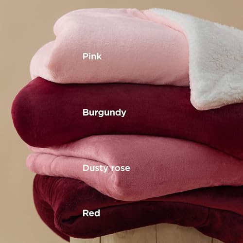 Bedsure GentleSoft Sherpa Fleece Twin Size Blanket for Couch, Non-Heated, Thick and Warm Throw for Girls and Women, Soft Fuzzy Plush Twin Blanket for Winter, Burgundy, 60x80 Inches - Image 5