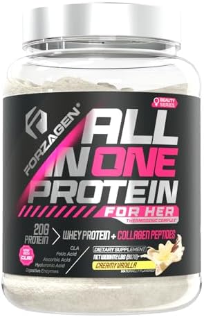 Forzagen All in One Protein for Her | Women’s Protein Powder with Multi Collagen Peptides | Hydrolyzed Collagen Supplement, Gut Health, Great for Pre & Post Workout | Vanilla, 30+ Servings by Forzagen
